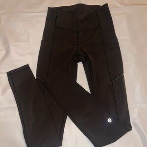 Lululemon Athletica Army Green Leggings High Waist, Pockets, 28” inseam